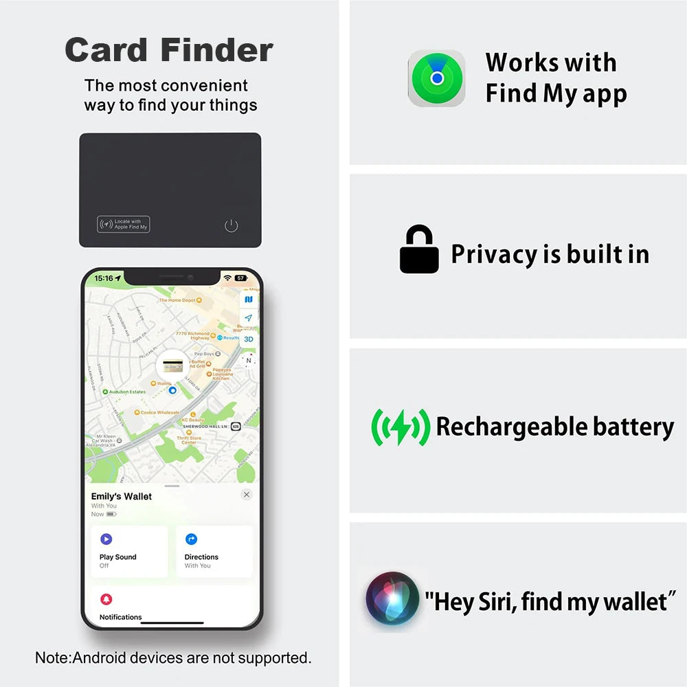 MFi GPS Wallet Tracker Card